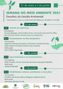 Semana do Meio Ambiente 2021 da Escola Politécnica da UFRJ @ https://bit.ly/2TsBRrn