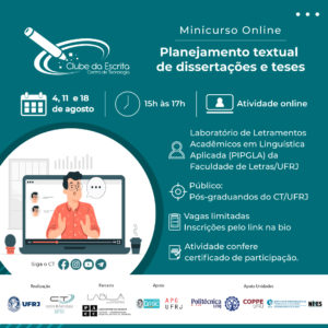 Minicurso online 'Planejamento textual de dissertações e teses" @ Plataforma Zoom