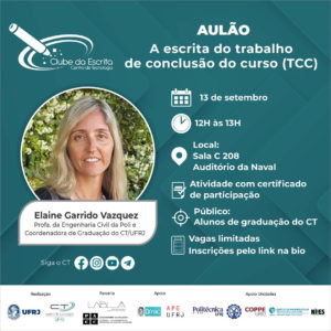 A escrita do trabalho de conclusão de curso (TCC) @ Sala C 208, Auditório da Naval