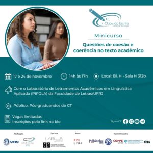 Minicurso: Questões de coesão e coerência no texto acadêmico @ bloco H - sala 312b